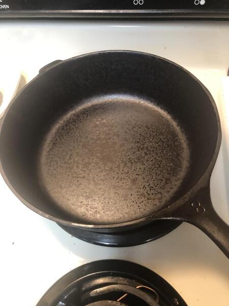 Put my super crusty beloved cast iron pan in the oven on self