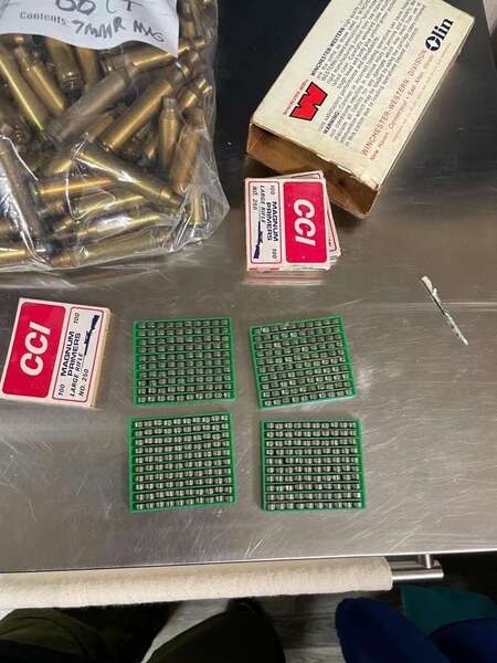 150ct 7mm rem mag brass// 400ct CCI #250 Magnum Large Rifle Primers ...